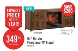 The Brick Harvin 54 Electric Fireplace TV Stand with Storage for TVs up to 60 – Brown Oak offer