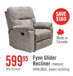 The Brick Made in Canada Fynn 40 Chenille Fabric Glider Reclining Chair - Dove Grey offer