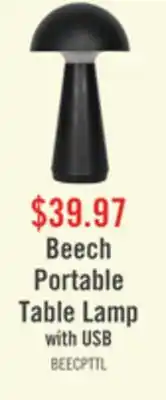 The Brick Beech 11 Modern Acrylic Portable Indoor/Outdoor Table Lamp with USB Port - Black offer