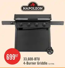The Brick Napoleon 33,600-BTU 36-Inch 4-Burner Griddle with Rust-Resistant Stainless Steel Cooktop - F36FTPMK offer