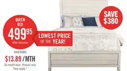 The Brick Haven Panel Bed with Headboard & Frame, White - Queen Size offer