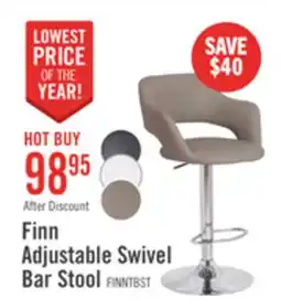 The Brick Finn Barstool with Swivel & Adjustable Seat, Vegan Leather Fabric, 23-31.5H, Metal - Beige offer