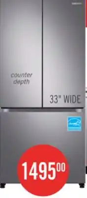 The Brick Samsung 33 17.5 Cu. Ft. Counter-Depth French-Door Refrigerator - Stainless Steel - RF18A5101SR/AA offer