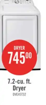 The Brick Samsung 7.2 Cu. Ft. Electric Dryer - White - DVE45T3200W/AC offer