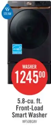 The Brick Samsung 5.8 Cu. Ft. Front-Load Steam Washer - Black Stainless Steel - Stackable - WF50BG8300AVUS offer