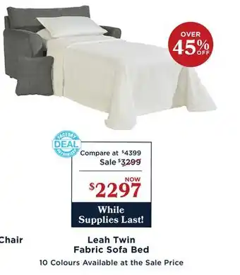 La Z Boy Leah Twin Fabric Sofa Bed offer