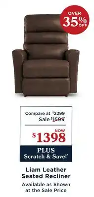 La Z Boy Liam Leather Seated Recliner offer