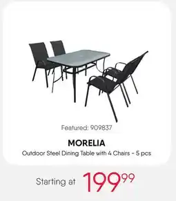 Meubles RD MORELIA Outdoor Steel Dining Table with 4 Chairs - 5 pcs offer