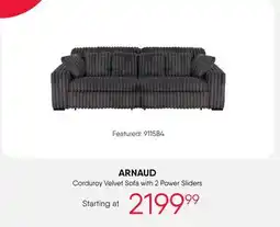 Meubles RD ARNAUD Corduroy Velvet Sofa with 2 Power Sliders offer