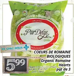 Supermarché PA COEURS DE ROMAINE BIOLOGIQUES | Organic Romaine Hearts offer
