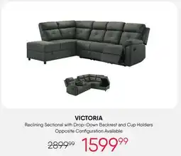 Meubles RD Victoria - Reclining Sectional with Drop-Down Backrest and Cup Holders - Dark Grey offer