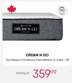 Meubles RD DREAM N GO Twin Medium-Firm Memory Foam Mattress-in-a-Box - 39 offer