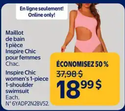 Walmart Inspire Chic women's 1-piece 1-shoulder swimsuit offer