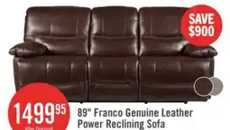 The Brick Franco 89 Genuine Leather Zero Gravity Power Reclining Sofa with USB Ports - Grey offer