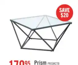 The Brick Prism 31.5 Modern Glass Top Coffee Table – Glass with Metal Base offer