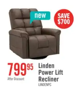 The Brick Linden 35.5 Leather-Look Power Reclining Lift Chair - Brown offer