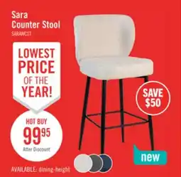 The Brick Sara Counter-Height Stool with Velvet-Like Fabric, 26H, Metal – White offer