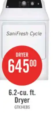 The Brick GE 6.2 Cu. Ft. Electric Dryer with SaniFresh Cycle – White - GTX34EBMRWS offer