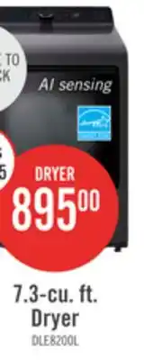 The Brick LG 7.3 Cu. Ft. Electric Dryer with AI Sensing and ThinQ - Platinum Black - DLE8200L offer