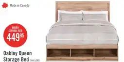 The Brick Oakley Platform Bed with Headboard & Storage Frame, Made in Canada, Natural - Queen Size offer