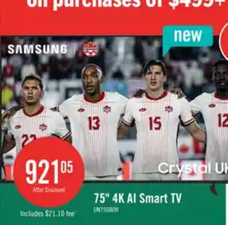 The Brick SAMSUNG 75 U8000H Crystal UHD 4K Smart Tizen TV (UN75U8000HFXZC) – 2026 Model offer