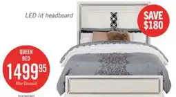The Brick Ava Panel Bed with Headboard & Frame, LED, Glam, White - Queen Size offer