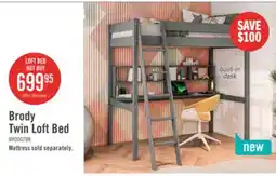 The Brick Brody Loft Bed with Built-in Desk, Ladder & Guardrails for Kids & Teens, Grey - Twin Size offer
