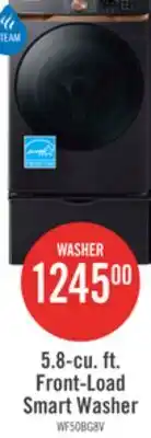 The Brick Samsung 5.8 Cu. Ft. Front-Load Steam Washer - Black Stainless Steel - Stackable - WF50BG8300AVUS offer