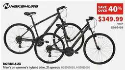 Sports Experts NAKAMURA BORDEAUX Men's or womne's hybrid bike, 21 speeds offer