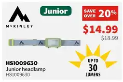 Sports Experts MCKINLEY Junior headlamp offer