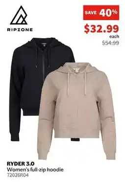 Sports Experts RIPZONE RYDER 3.0 Women's full-zip hoodie offer