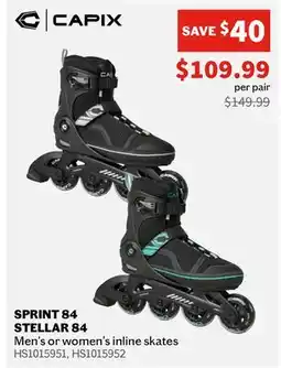 Sports Experts CAPIX SPRINT 84 STELLAR 84 Men's or women's inline skates offer