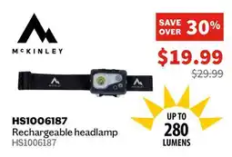 Sports Experts MCKINLEY Rechargeable headlamp offer