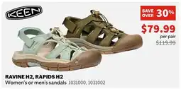 Sports Experts KEEN RAVINE H2, RAPIDS H2 Women's or men's sandals offer