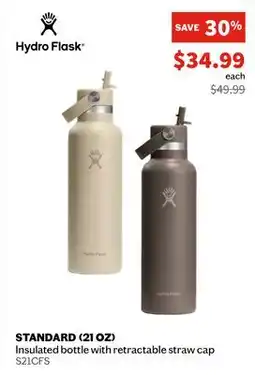 Sports Experts HYDROFLASK STANDARD (21 OZ) Insulated bottle with retractable straw cap offer