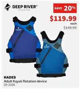 Sports Experts DEEP RIVER HADES Adult Kayak flotation device offer