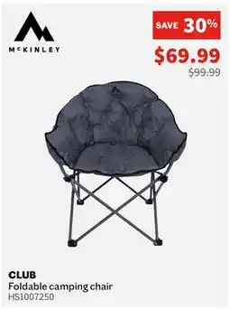 Sports Experts MCKINLEY CLUB Foldable camping chair offer