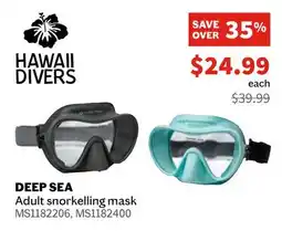 Sports Experts HAWAII DIVERS DEEP SEA Adult snorkelling mask offer