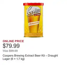 Costco Coopers Brewing Extract Beer Kit – Draught Lager (6 × 1.7 kg) offer