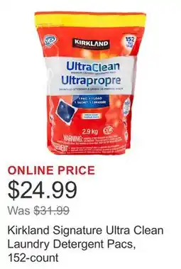 Costco Kirkland Signature Ultra Clean Laundry Detergent Pacs, 152-count offer