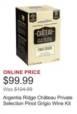 Costco Argentia Ridge Château Private Selection Pinot Grigio Wine Kit offer