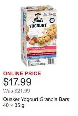 Costco Quaker Yogourt Granola Bars, 40 × offer