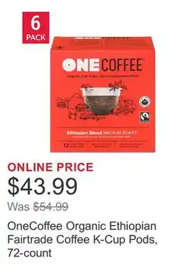 Costco OneCoffee Organic Ethiopian Fairtrade Coffee K-Cup Pods, 72-count offer