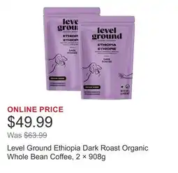 Costco Level Ground Ethiopia Dark Roast Organic Whole Bean Coffee, 2 × offer