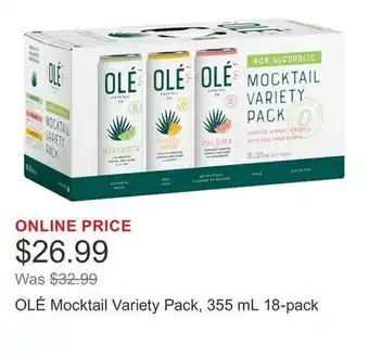 Costco OLÉ Mocktail Variety Pack, 355 mL 18-pack offer