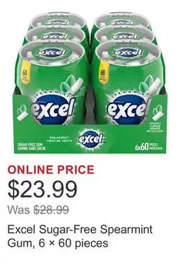 Costco Excel Sugar-Free Spearmint Gum, 6 × 60 pieces offer