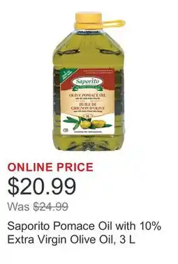 Costco Saporito Pomace Oil with 10% Extra Virgin Olive Oil offer
