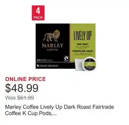 Costco Marley Coffee Lively Up Dark Roast Fairtrade Coffee K Cup Pods, 96-count offer