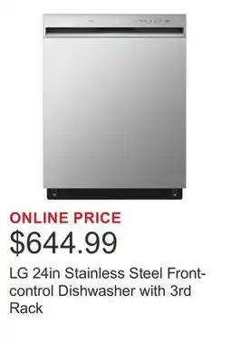 Costco LG 24in Stainless Steel Front-control Dishwasher with 3rd Rack offer