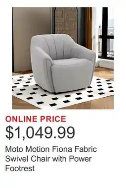 Costco Moto Motion Fiona Fabric Swivel Chair with Power Footrest offer